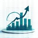 Icon with charts and graphs symbolizing digital marketing analytics.